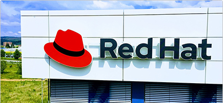 An arrow sign at red hat