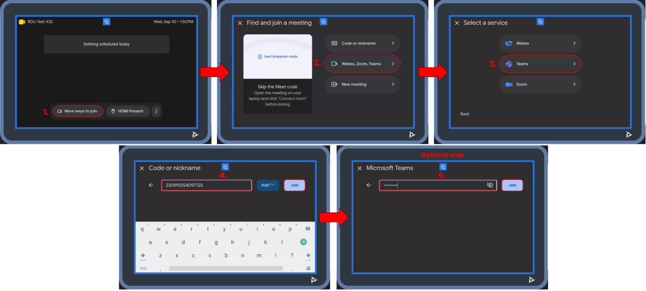 Visual steps to join MS Teams via meeting ID