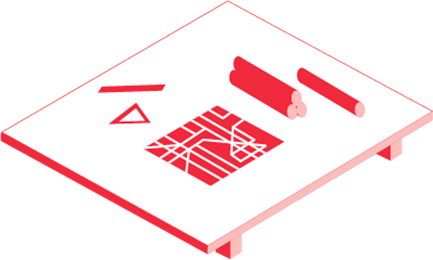 Drafting table with pencils and rulers