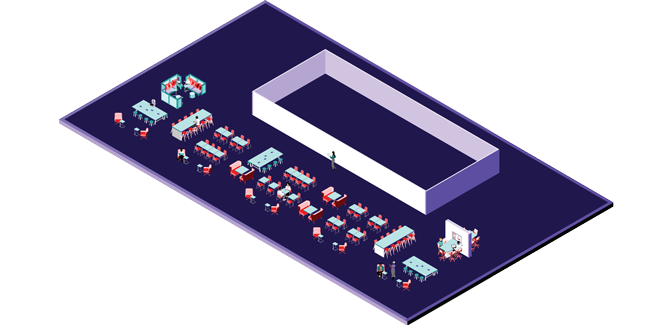 3D illustration of Cafeteria space type