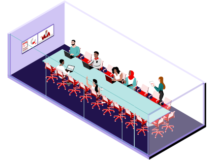 3D illustration of Conference room - large space type