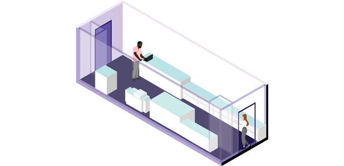 3D illustration of Copy/print room space type
