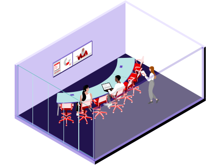 3D illustration of Hybrid meeting room space type