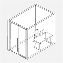Floor plan of a small office room.