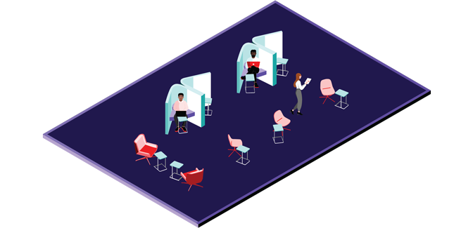 3D illustration of Library space type