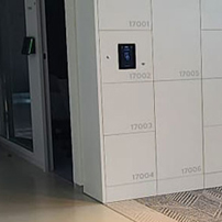 Simple, light-colored office lockers
