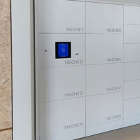 Simple, light-colored office lockers