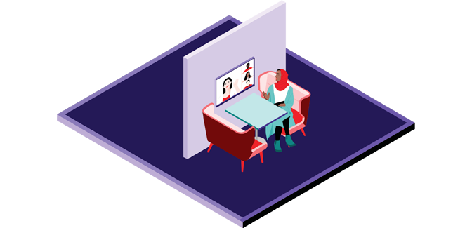 3D illustration of Open collaboration A space type