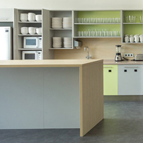 Minimalist office hallway or waiting area