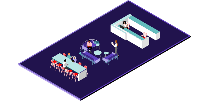 3D illustration of reception or concierge space type