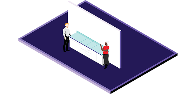 3D illustration of Team storage cabinets space type