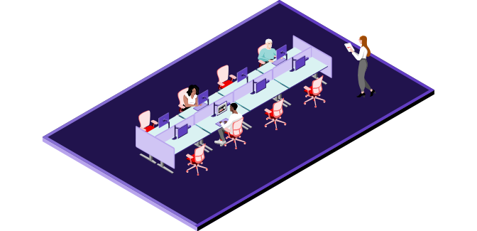 3D illustration of Workstation - flex space type